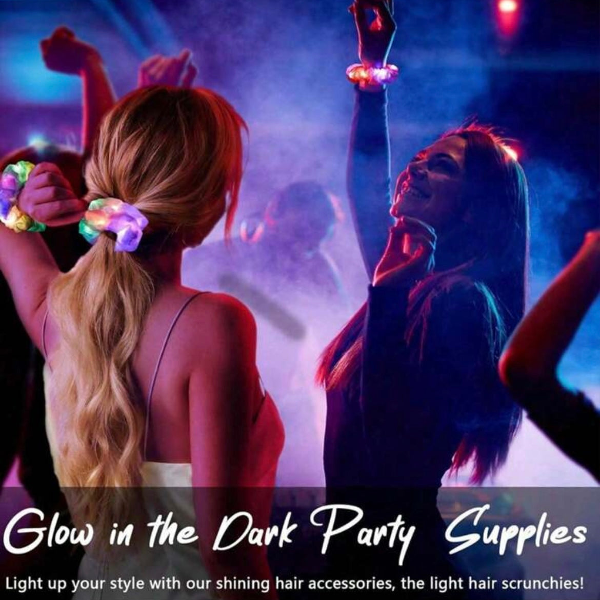 Light-Up Bamboo Silk Hair Scrunchies - Dancing LED Color-Changing Hair Ties That Moves To The The Beat! Single Or Variety Pack