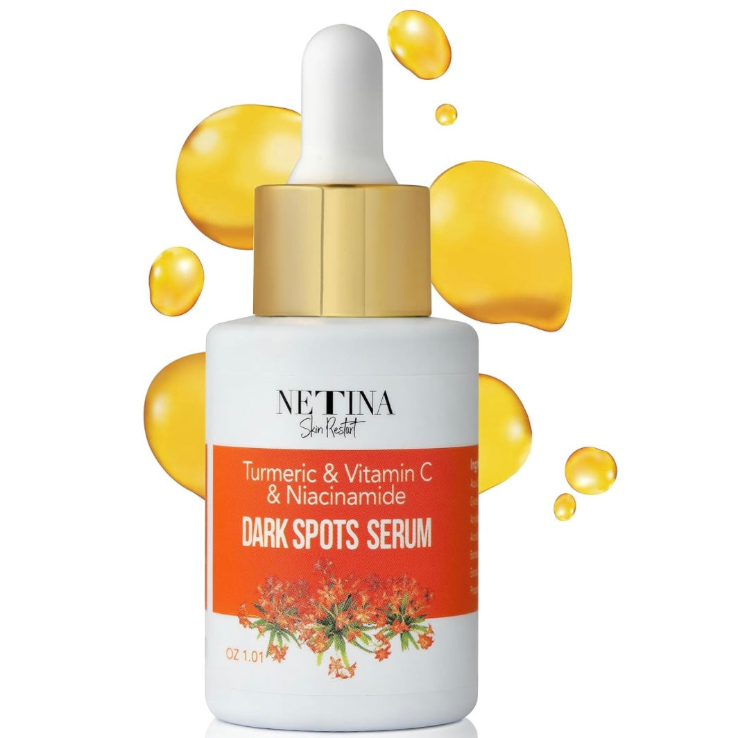 FaceTreasures Turmeric & Vitamin C Serum - Brightening Lightening Formula for Dark Spot Reduction
