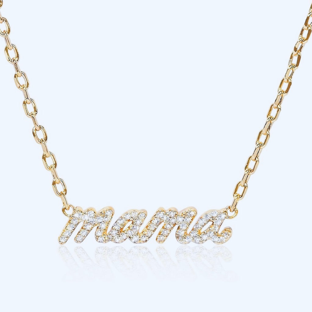 Cherish Mom with Sparkling 14k Gold ‘Momma’ Necklace - A Dazzling Mother’s Day Tribute”
