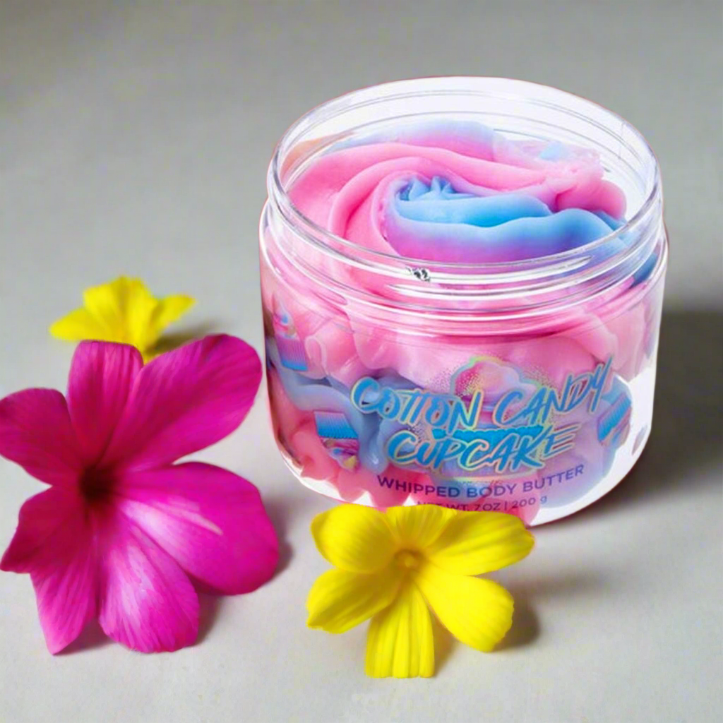 Cotton Candy Cupcake Whipped Body Butter by The Beauty Gods - 100% Vegan, Organic Ingredients, Perfect for Dry Skin