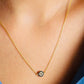 Ladies 15k 585 Solid Vermeil Gold Dainty Natural Blue Sapphire Crystal Precious Gemstone Evil Eye Pendant Necklace only available at LadiesNGentz.com or FaceTreasures.Com