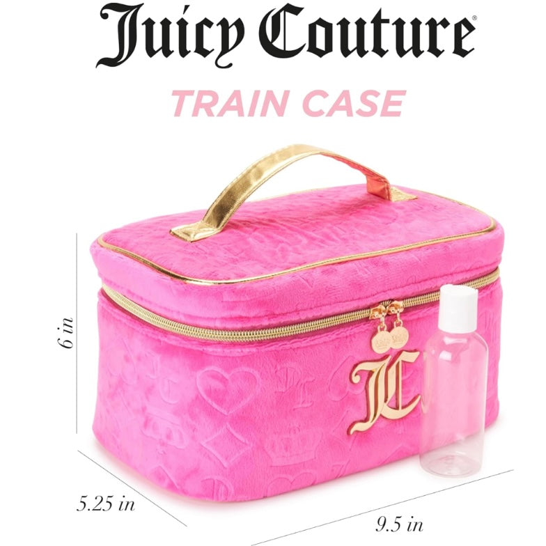 Hot Pink Juicy Couture Velour Makeup Train Case For Beauty, Spa + Skincare Essentials