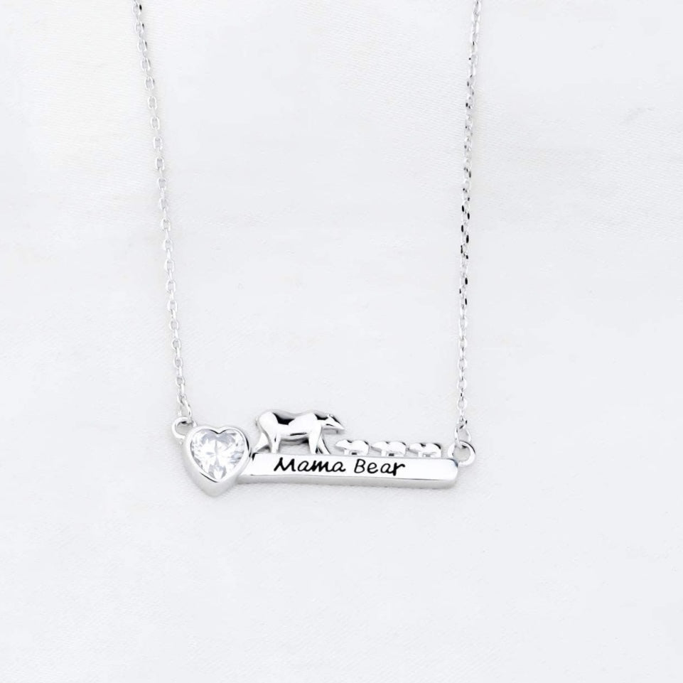 Regalo del Día de la Madre: Enviándole un gran abrazo de oso Collar con dije de oso de plata