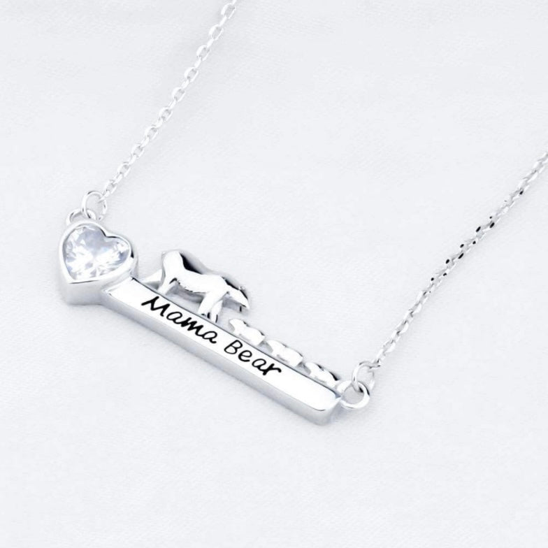 Regalo del Día de la Madre: Enviándole un gran abrazo de oso Collar con dije de oso de plata