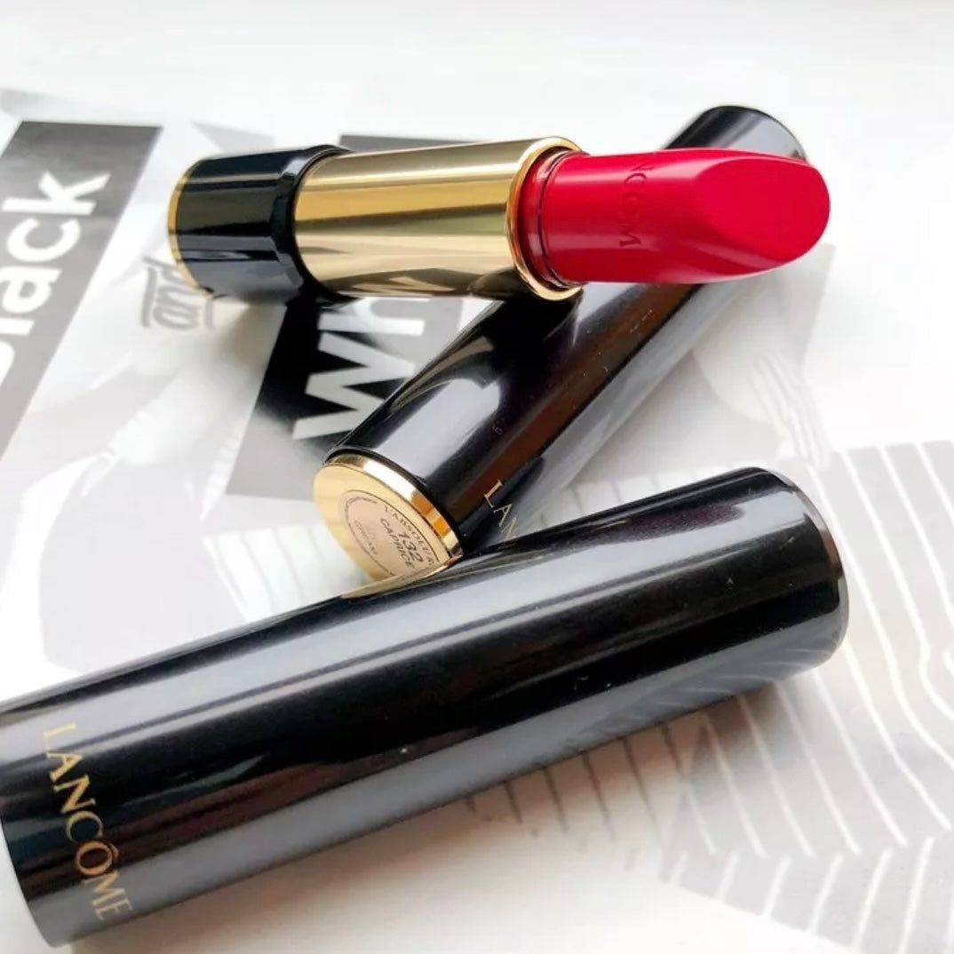 Lancôme Paris Luxury creamy Lipstick, does not transfer, or wear off, reapplying is up to you. Damn Limited Edition in the color named “caprice”