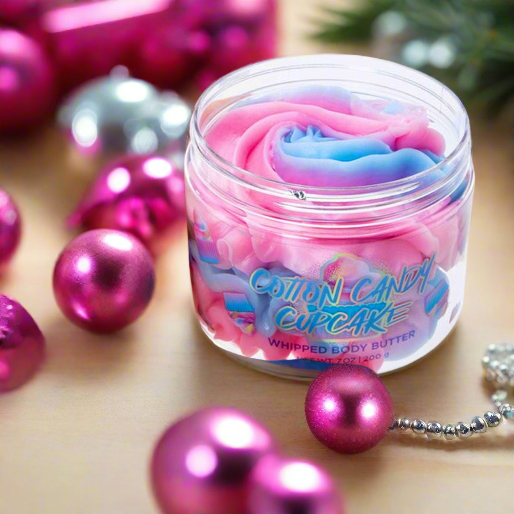 Cotton Candy Cupcake Whipped Body Butter by The Beauty Gods - 100% Vegan, Organic Ingredients, Perfect for Dry Skin