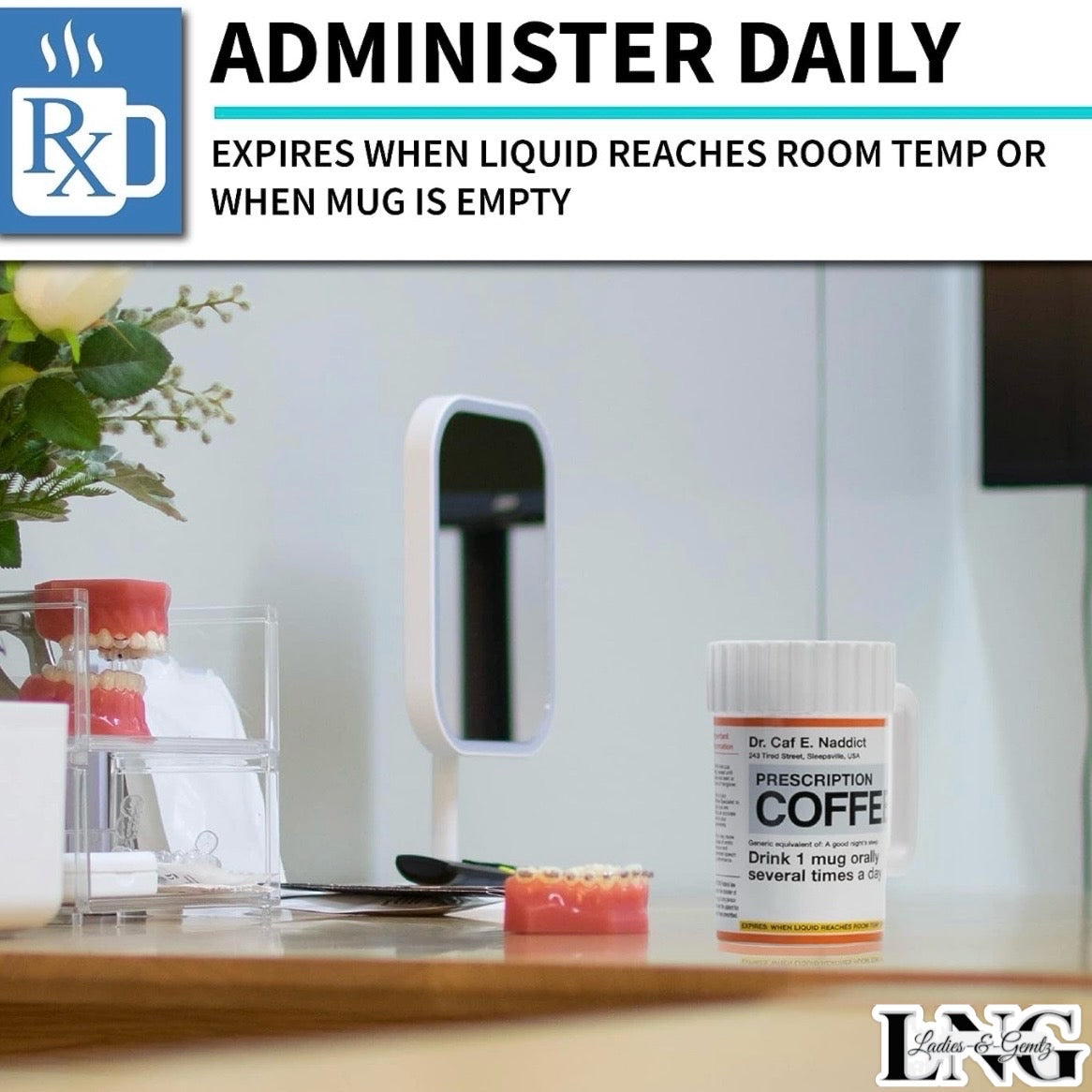 Funny Prescription Bottle Coffee Mug | Ceramic | 17.5 oz XL | Gift for Her, Him, Wife, Coworker