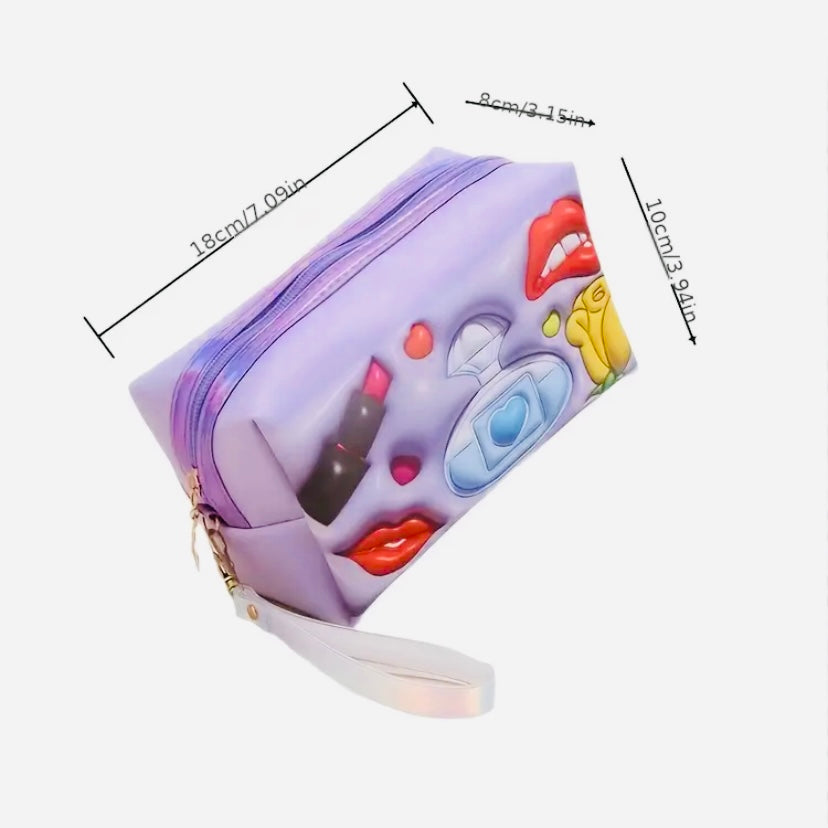 Purple 3D Glam Makeup Bag with 6 premium mystery beauty items