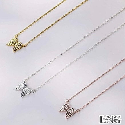 Little Hug From Heaven | 14k Dainty Vermeil Rose Gold Angel Wing Pendant w/ 18 inch Chain, Holiday Gift Love, For Her, Wife, Sister, Teacher