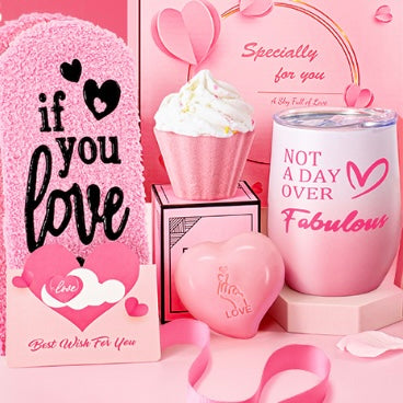 Dive into a world of luxury with our Fabulous Indulgence Gift Set. Specially curated for Valentine’s Day, this set includes a plush ‘Bring Me Some Chocolate’ sock, a heart-shaped handcrafted soap, an elegant tumbler inscribed with ‘Not A Day Over Fabulous’, a cupcake-shaped bath bubble bomb with sprinkles on top and last but definitely not least, to the best part of this luxury gift set which pays for the entire box two times over, You are also getting a 100% 925. Sterling Silver Diamond Cut Angel