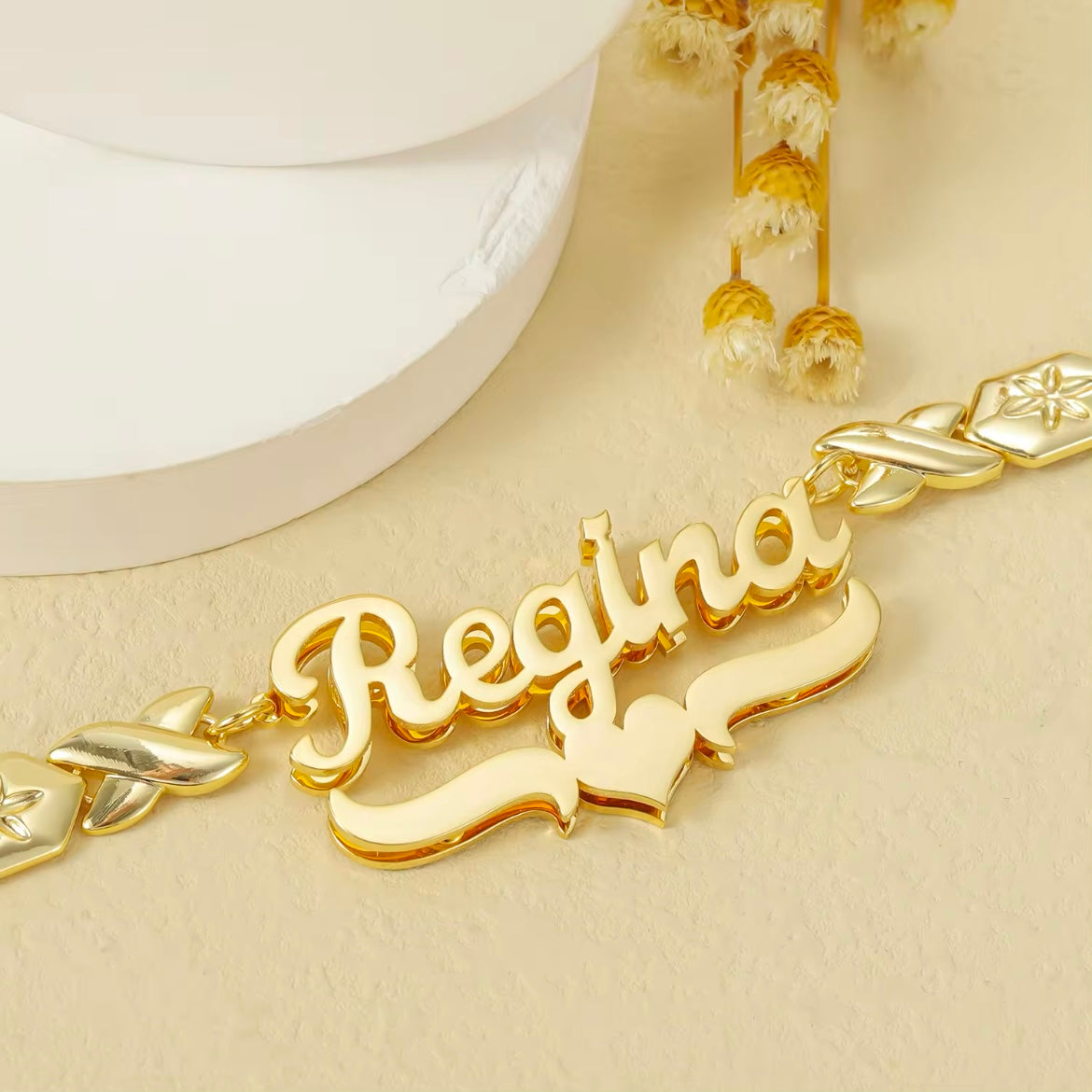 Custom 14k Vermeil Gold, Silver Or Rose Gold Diamond Cut 3D Name Necklace