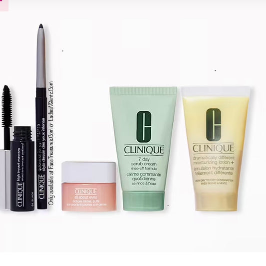 Clinique (5)-teiliges Discovery-Geschenkset mit kostenloser passender Kosmetiktasche | Alle Artikel in Originalgröße
