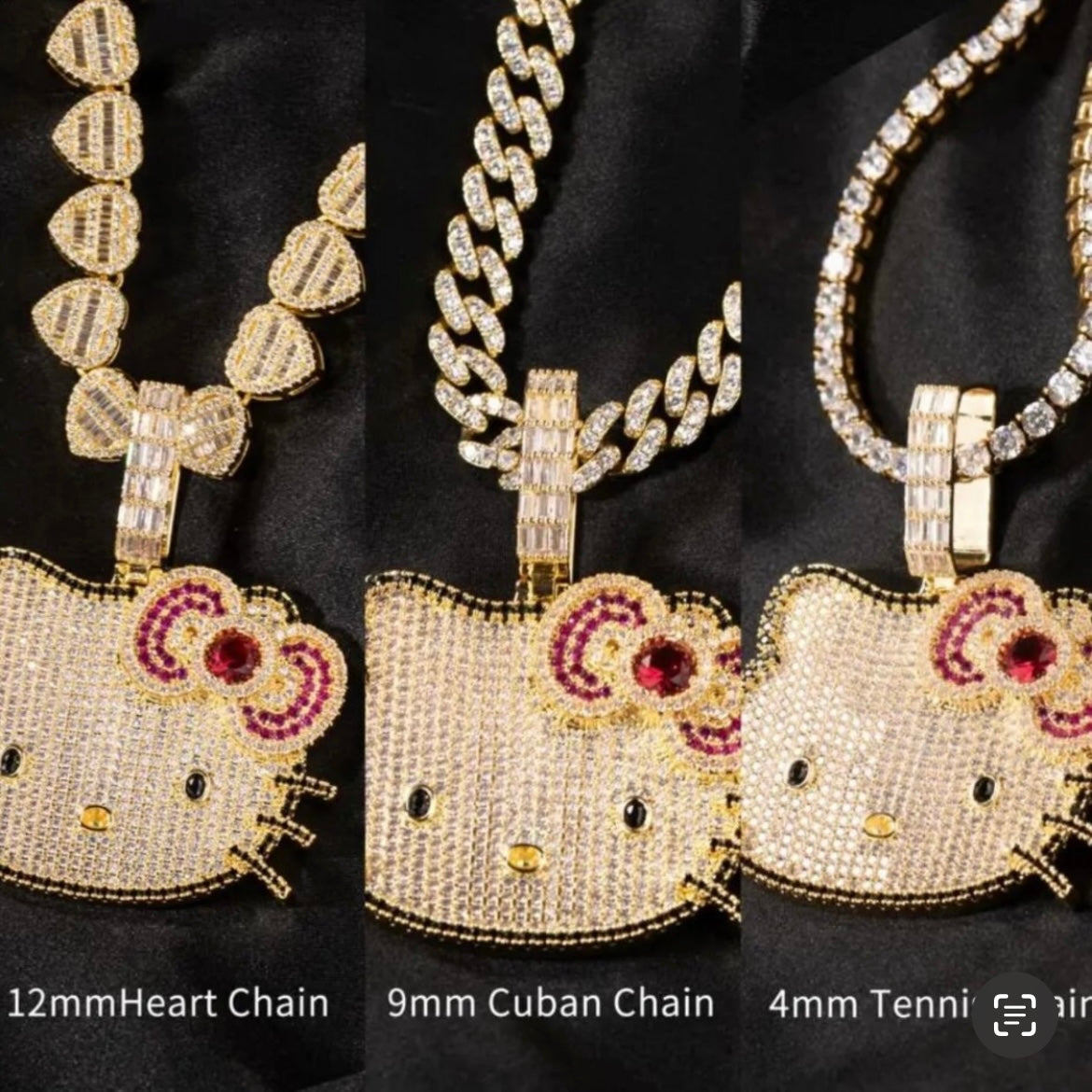 Kawaii Blinged Out Kitty Cat Silver Or Gold CZ Pendant, Hiphop Jewelry, USA Shipping
