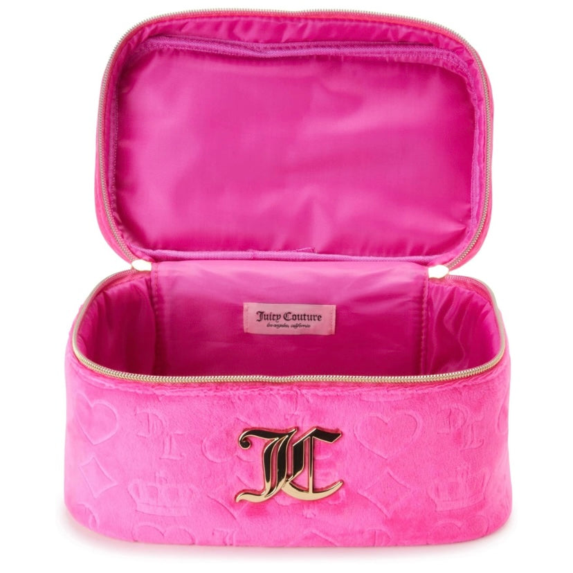 Hot Pink Juicy Couture Velour Makeup Train Case For Beauty, Spa + Skincare Essentials