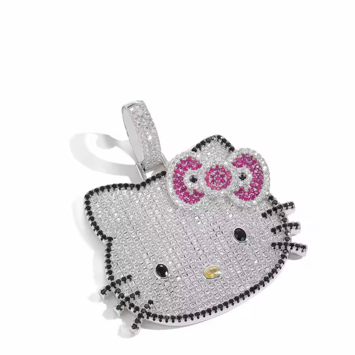 Kawaii Blinged Out Kitty Cat Silver Or Gold CZ Pendant, Hiphop Jewelry, USA Shipping