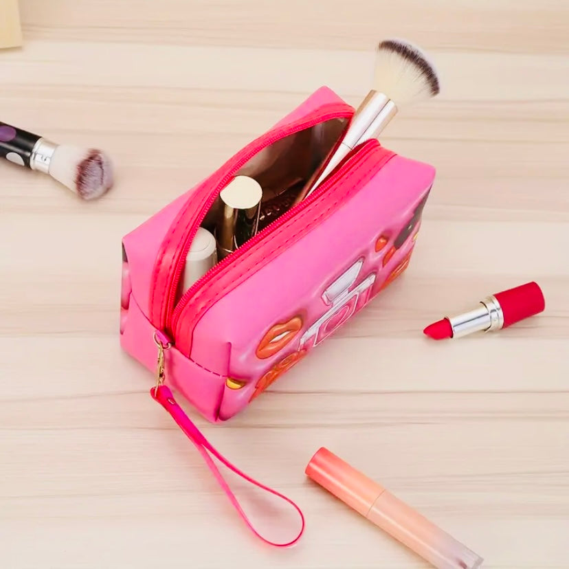 Hot pink 3D makeup glam bag with 6 mystery beauty items