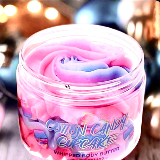 Cotton Candy Cupcake Whipped Body Butter by The Beauty Gods - 100% Vegan, Organic Ingredients, Perfect for Dry Skin