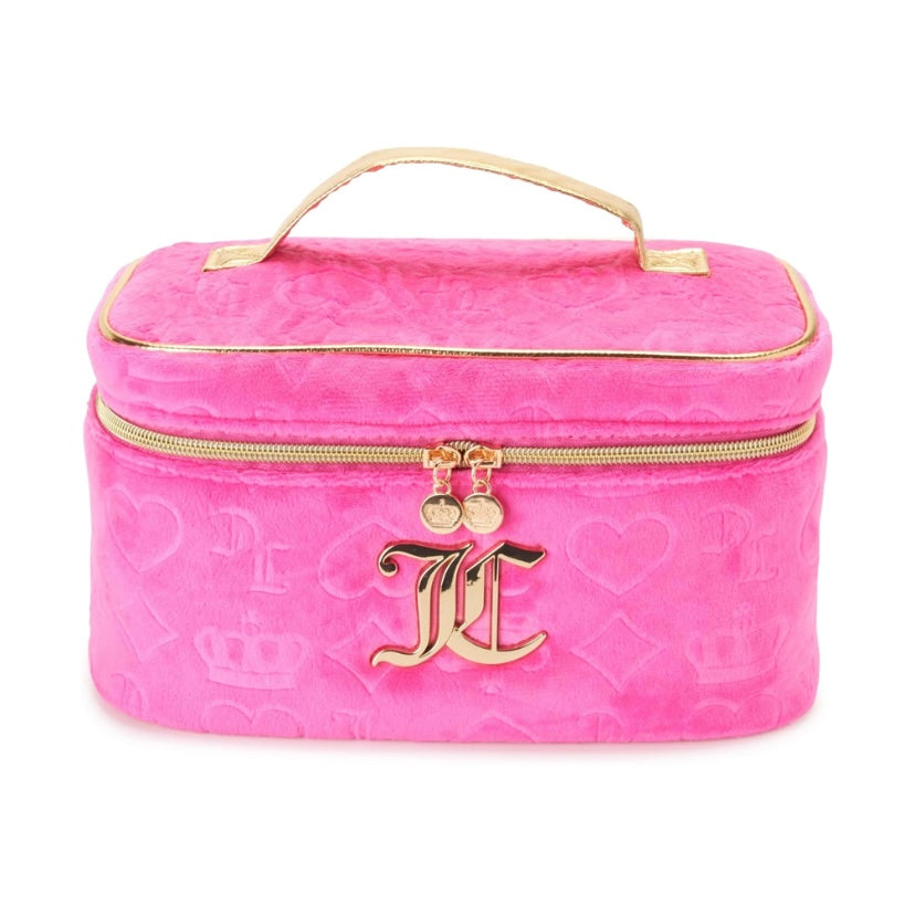 Hot Pink Juicy Couture Velour Makeup Train Case For Beauty, Spa + Skincare Essentials