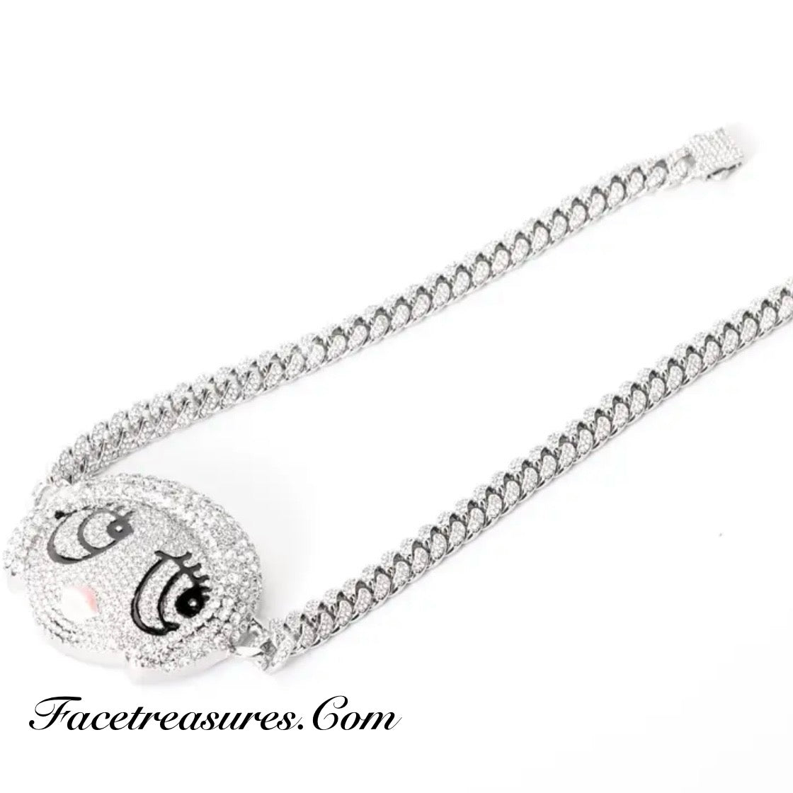 Ice Spice Silver CZ Gemstones Cartoon Pendant & 6mm CZ Cuban Link Hiphop Chain