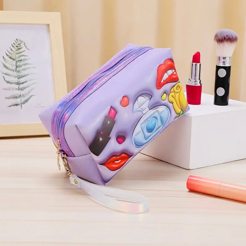 Purple 3D makeup bag without the option to purchase with mystery beauty items