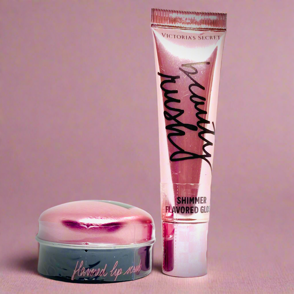 Victoria’s Secret Beauty Rush Lip Care Set - Shimmer Gloss and Scrub Duo, Candy Flavor