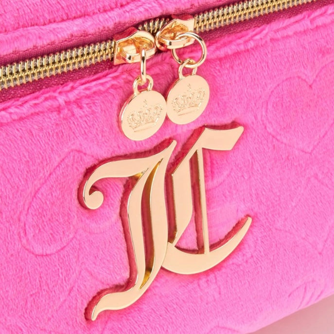 Hot Pink Juicy Couture Velour Makeup Train Case For Beauty, Spa + Skincare Essentials
