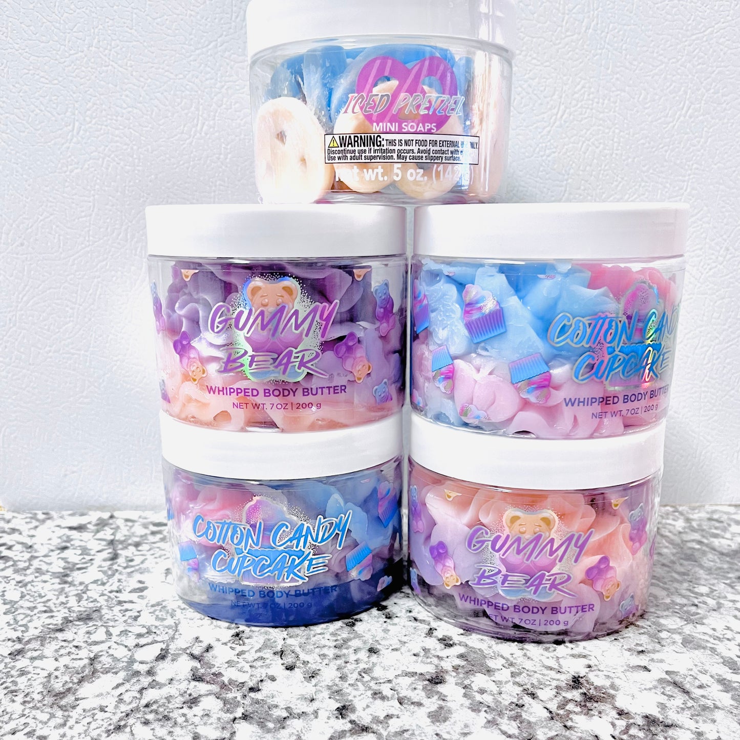 Cotton Candy Cupcake Whipped Body Butter by The Beauty Gods - 100% Vegan, Organic Ingredients, Perfect for Dry Skin