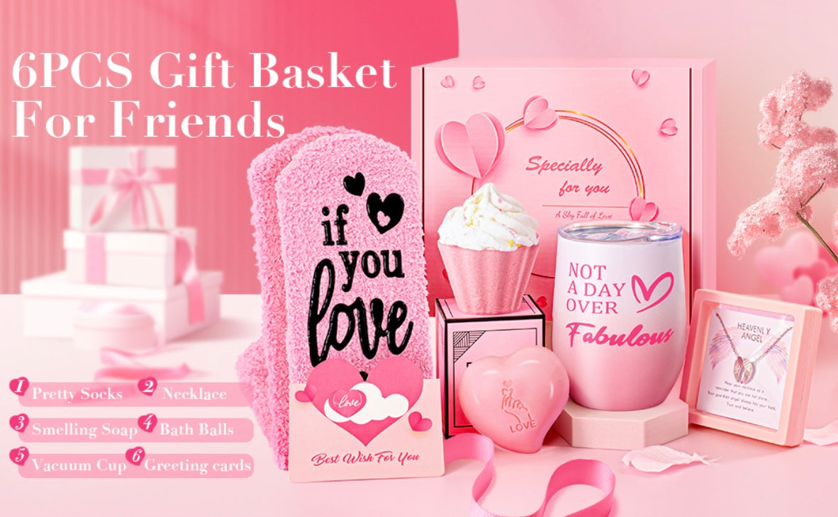 Dive into a world of luxury with our Fabulous Indulgence Gift Set. Specially curated for Valentine’s Day, this set includes a plush ‘Bring Me Some Chocolate’ sock, a heart-shaped handcrafted soap, an elegant tumbler inscribed with ‘Not A Day Over Fabulous’, a cupcake-shaped bath bubble bomb with sprinkles on top and last but definitely not least, to the best part of this luxury gift set which pays for the entire box two times over, You are also getting a 100% 925. Sterling Silver Diamond Cut Angel