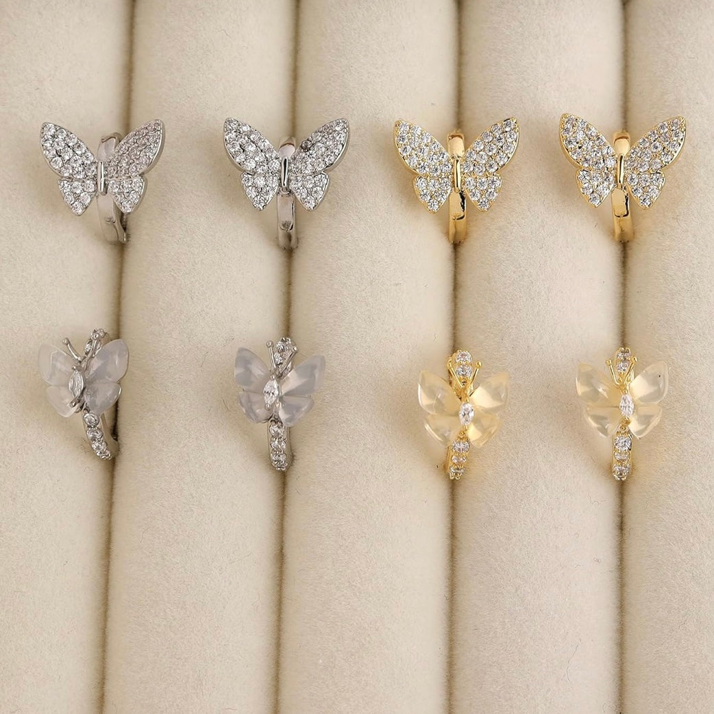 10k Gold Butterfly Huggie Earrings with CZ Crystals – Dainty Luxe Sparkle