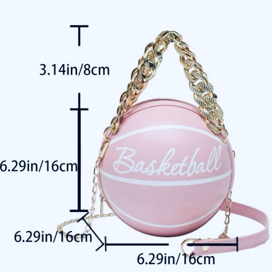 Most Wanted Holiday Cross Body Leather Basketball Bag W/ CZ Gold Chain Or Other Style, Several Colors Available