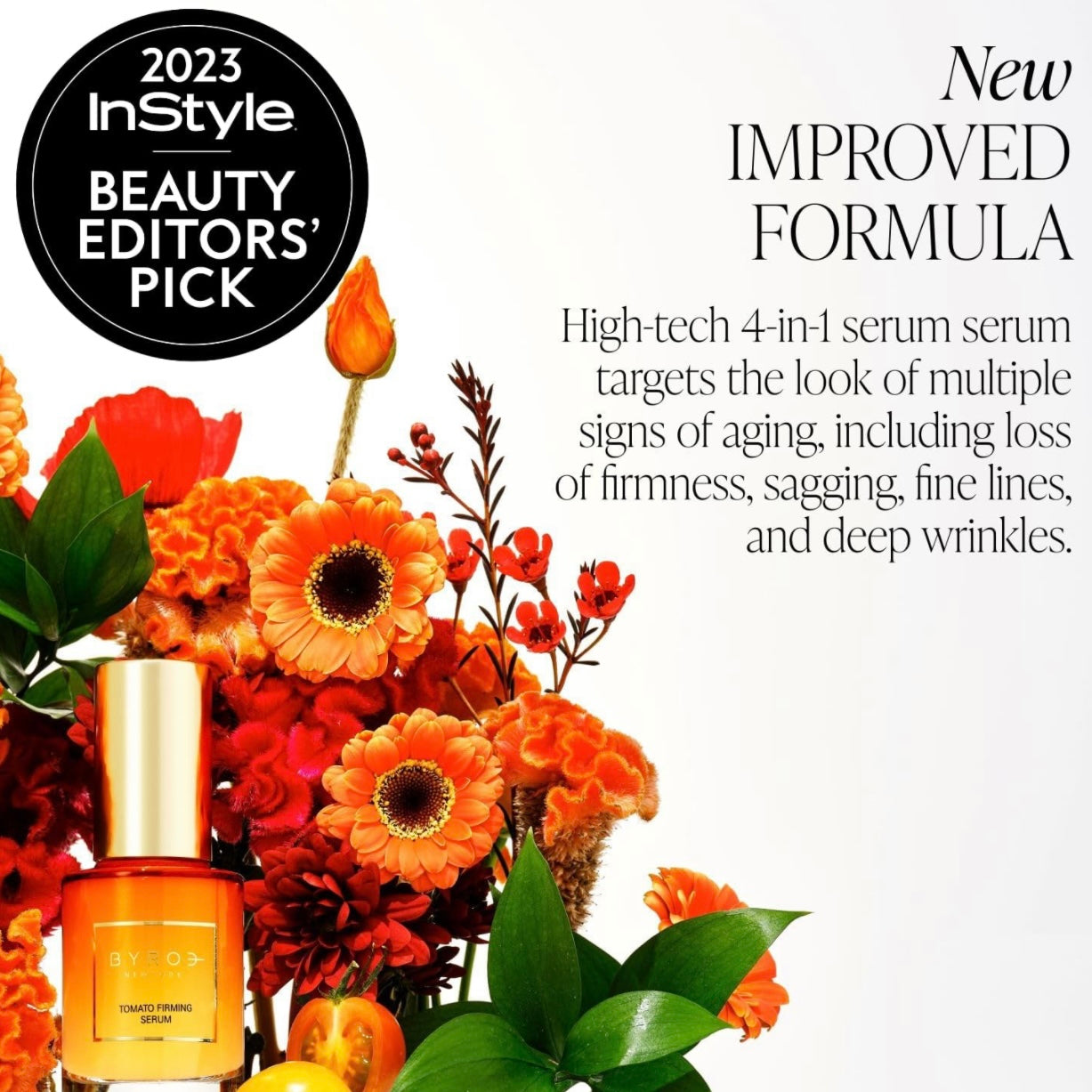 BYROE Tomato Firming Serum, Powerful Anti-aging Wrinkle Eraser That Really Works, Full-size 39ml.