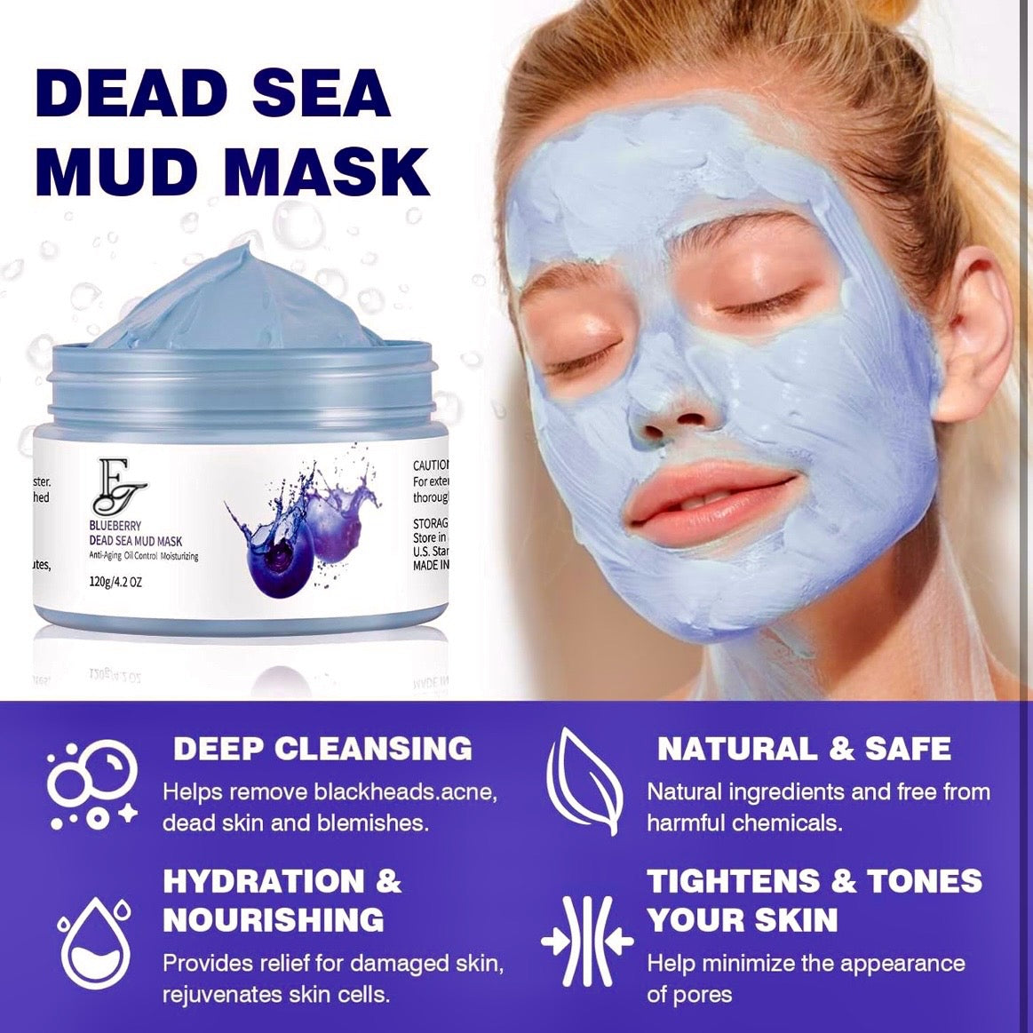 Blueberry Dead Sea Clay Mask – Anti-Aging & Detox for Radiant, Clear Skin