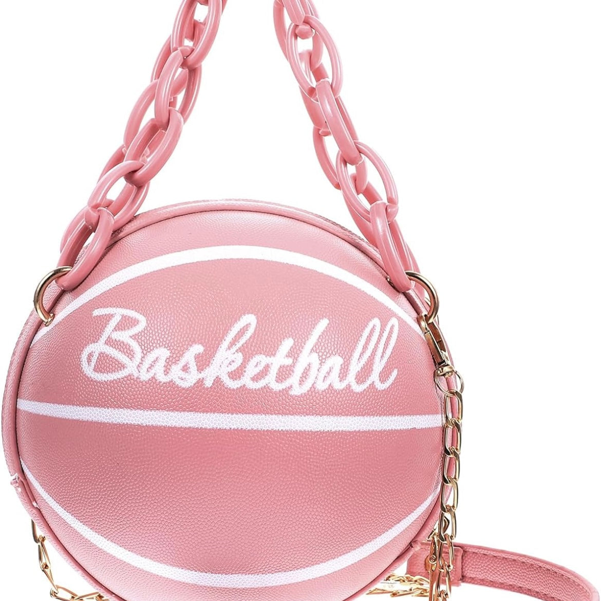 Most Wanted Holiday Cross Body Leather Basketball Bag W/ CZ Gold Chain Or Other Style, Several Colors Available