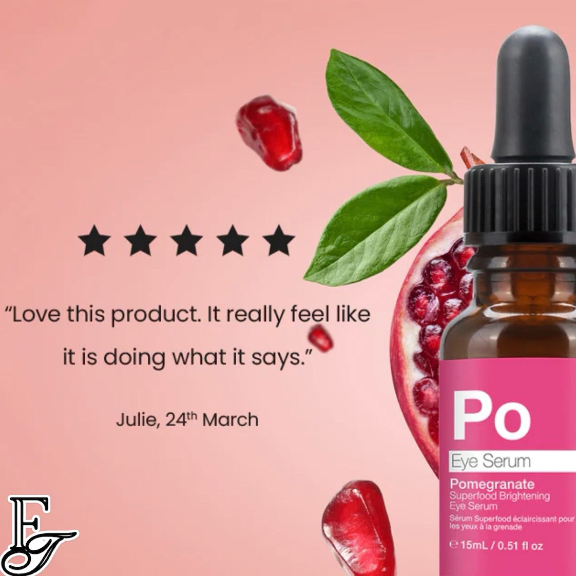 Dr.Botanicals Pomegranate Superfood Brightening Eye Serum In Full size .51oz. This Anti Aging Facial Serum Specially formulated to brighten your under-eye area, The Brightening Eye Serum uses a blend of fruit extracts to reduce dark circles and build a protective barrier against daily aggressors. Antioxidant-rich Pomegranate works in synergy with Raspberry Seed Oil to help alleviate under eye puffiness and improve the appearance of fine lines and wrinkles and is available at Facetreasures.com