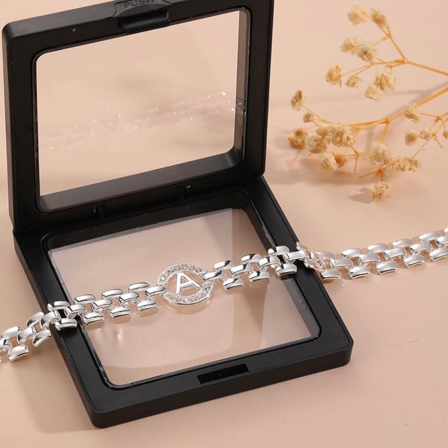 Personalized Diamond Cut & Cubic zirconia Silver Initial Pendant - Customizable & Hypoallergenic
