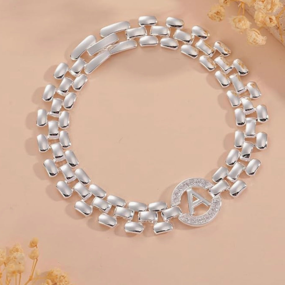 Personalized Diamond Cut & Cubic zirconia Silver Initial Pendant - Customizable & Hypoallergenic