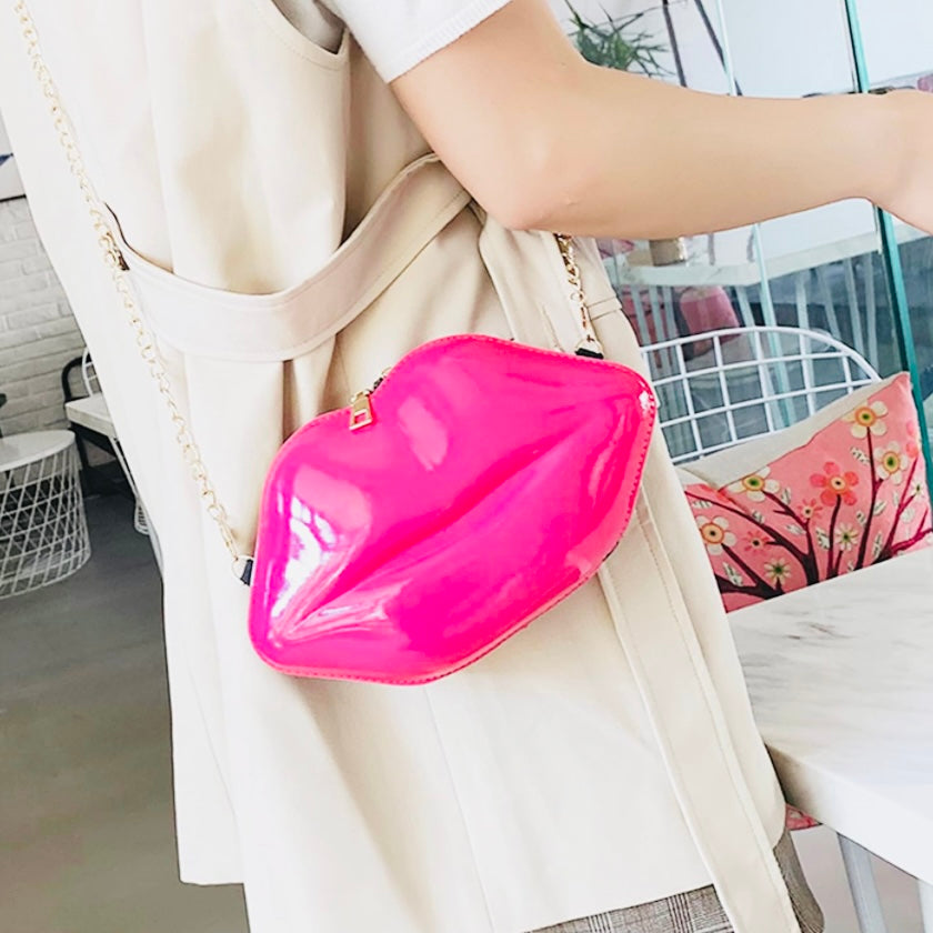 Elegant Lip 💋 Handbag, Evening Bag w/Adjustable Gold Chain shoulder Strap, Several Colors