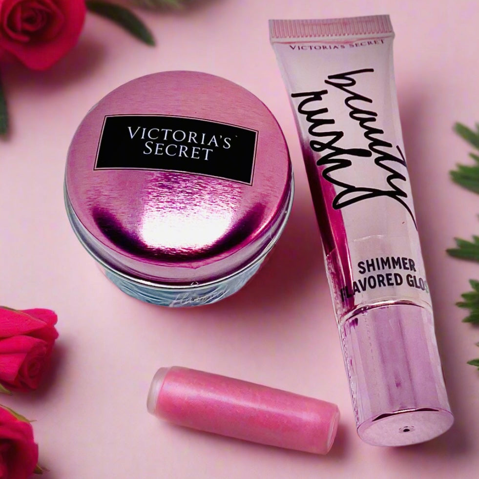 Victoria’s Secret Beauty Rush Lip Care Set - Shimmer Gloss and Scrub Duo, Candy Flavor