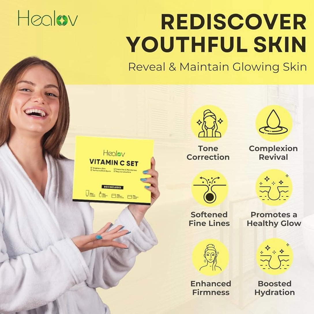 Korean Beauty Vitamin C youthful Skincare Set – 4 Piece Brightening & Anti-Aging Collection