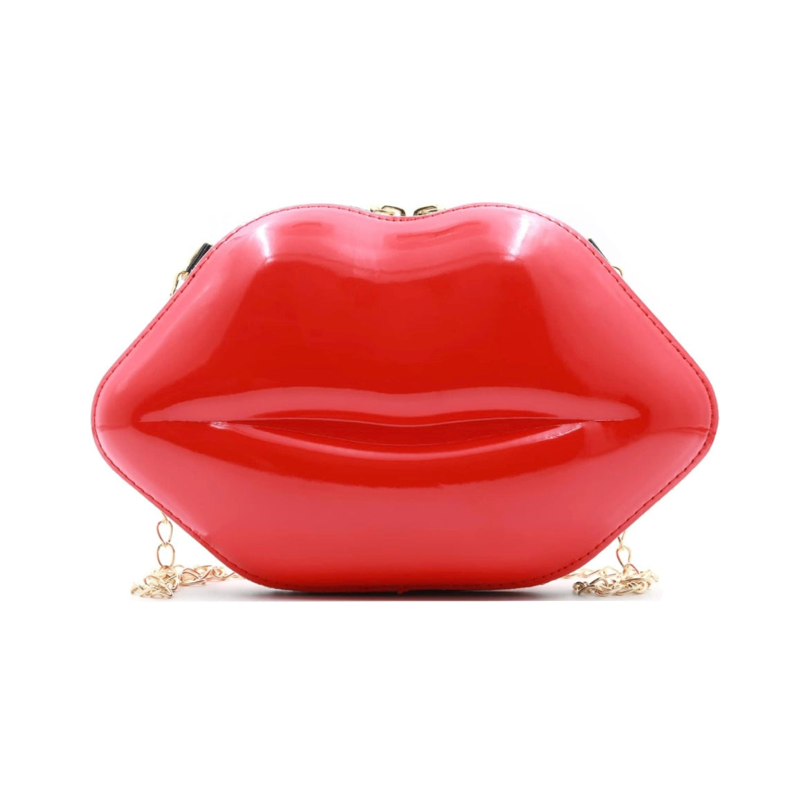 Elegant Lip 💋 Handbag, Evening Bag w/Adjustable Gold Chain shoulder Strap, comes in Several Colors, picture shows red lip hand bag