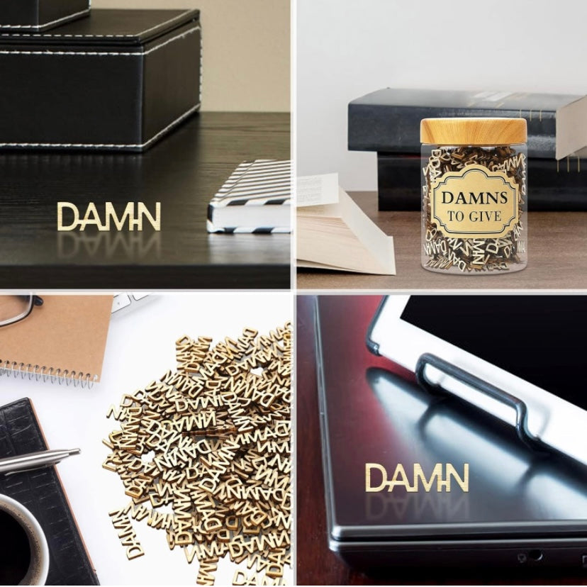 Funny Gag Gifts - Glass jars featuring and filled with individual wooden curse words that say Damns, F*cks or Hugs w/ sticker on the jar that states “damns to give” or “Fucks to give” or “Hugs to give” great to handout as a joke to friends, family or co-workers as gag gifts. Rated Mature 18+ for adults who love funny gifts that’s guaranteed to be a hit for any occasion, Shipped Same Day