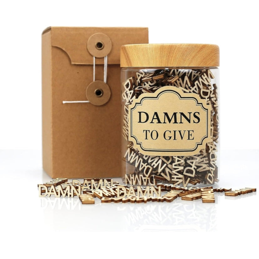 Funny Gag Gifts - Glass jars featuring and filled with individual wooden curse words that say Damns, F*cks or Hugs w/ sticker on the jar that states “damns to give” or “Fucks to give” or “Hugs to give” great to handout as a joke to friends, family or co-workers as gag gifts. Rated Mature 18+ for adults who love funny gifts that’s guaranteed to be a hit for any occasion, Shipped Same Day