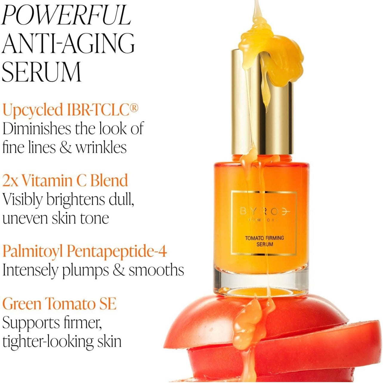 BYROE Tomato Firming Serum, Powerful Anti-aging Wrinkle Eraser That Really Works, Full-size 39ml.