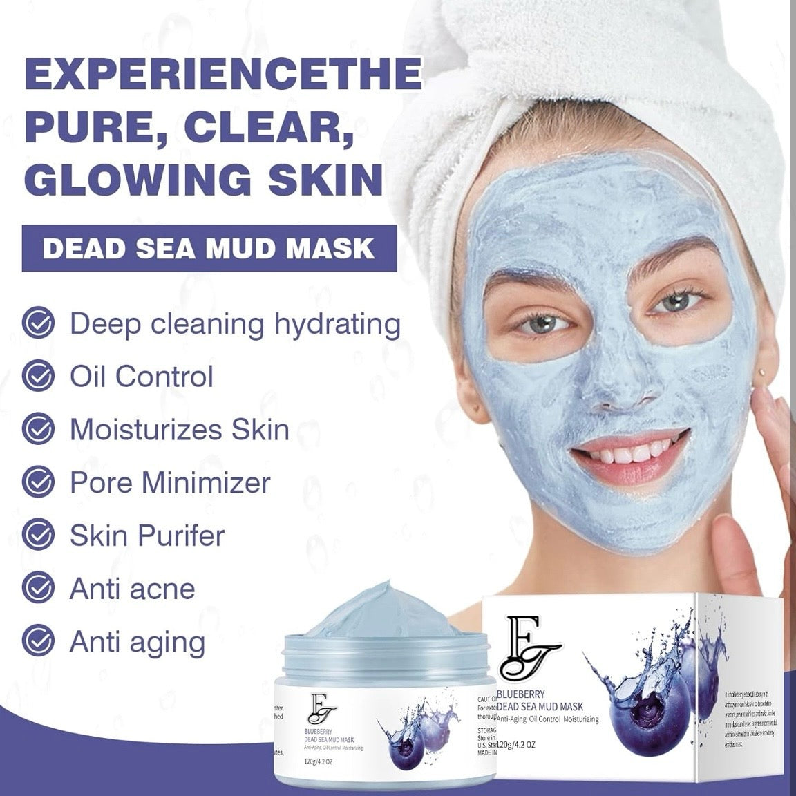 Blueberry Dead Sea Clay Mask – Anti-Aging & Detox for Radiant, Clear Skin