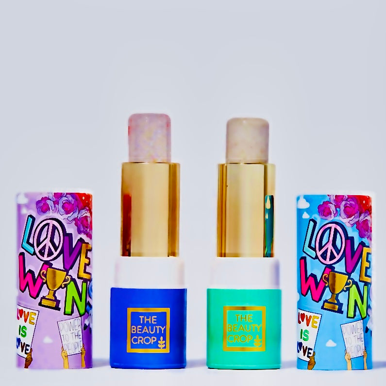 The beauty crop “Love Wins” lip balm and lip scrub duo gift set donates a portion of all proceeds and sales to the LGBTQ Foundation.m To help raise money to improve on self-love and self-care. These unique Gift sets are limited and made in collaboration with our business for the next two months, only available at FaceTreasures.com