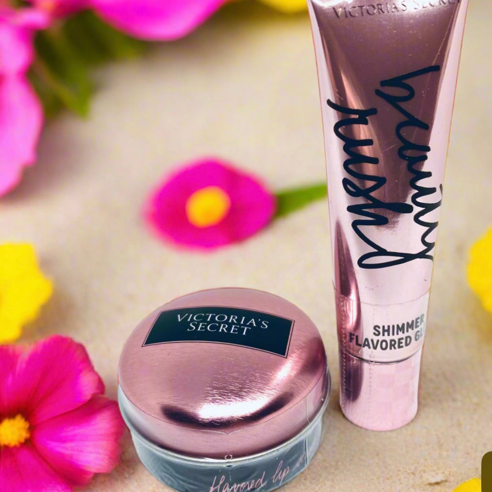 Victoria’s Secret Beauty Rush Lip Care Set - Shimmer Gloss and Scrub Duo, Candy Flavor