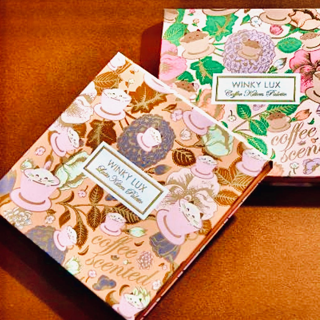 winky lux latte kitten 9 color premium eyeshadow palette with half matte and half shimmering shades for the fall season only available at Facetreasures.com or Ladiesngentz.com