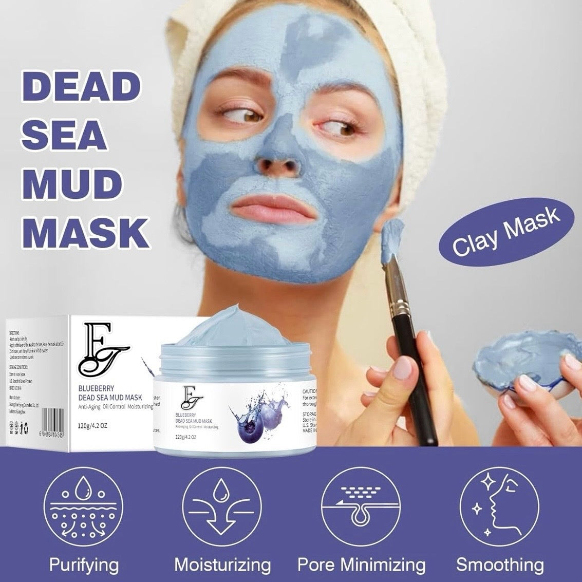 Blueberry Dead Sea Clay Mask – Anti-Aging & Detox for Radiant, Clear Skin