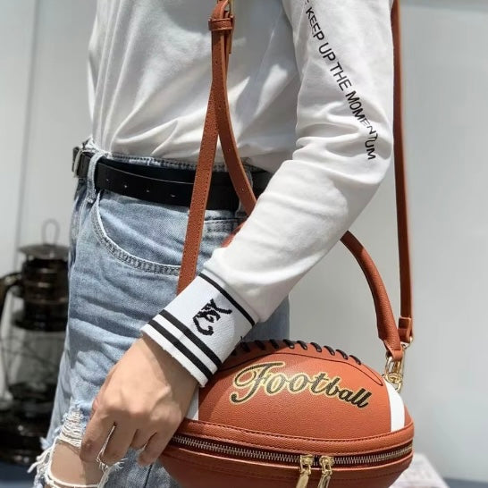 Game Day Glam: Football PU Leather Handbag – 3 Trendy Colors with Adjustable Shoulder Strap