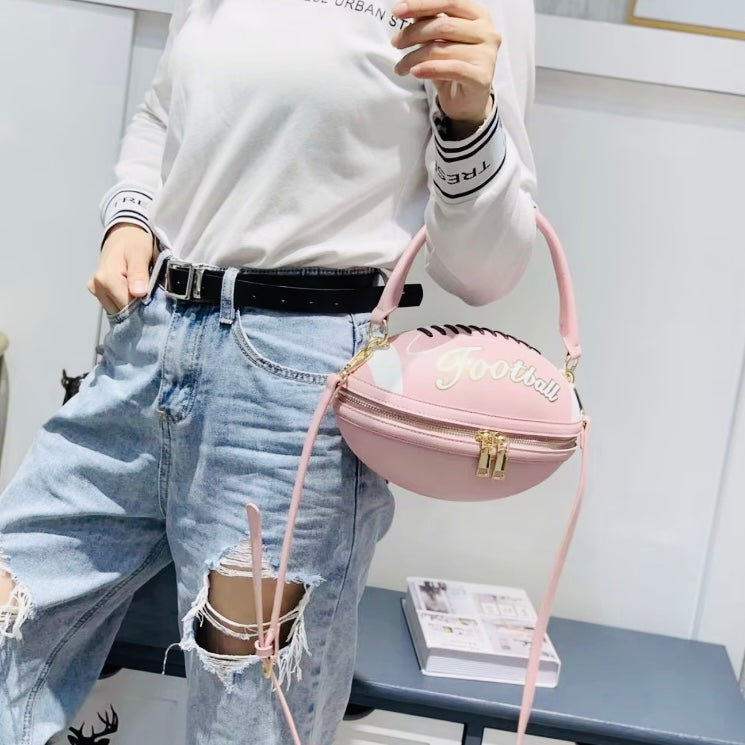 Game Day Glam: Football PU Leather Handbag – 3 Trendy Colors with Adjustable Shoulder Strap